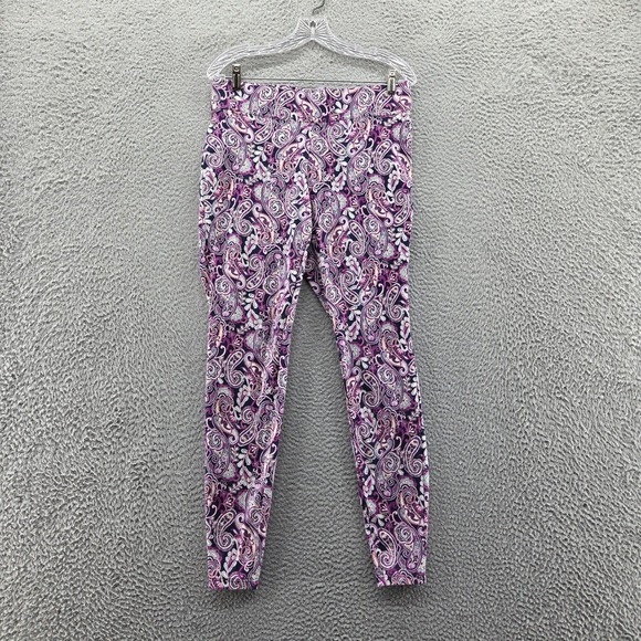 Lands End‎ Womens Starfish Leggings Pants Medium Tall Purple Paisley Pull On - Picture 1 of 14
